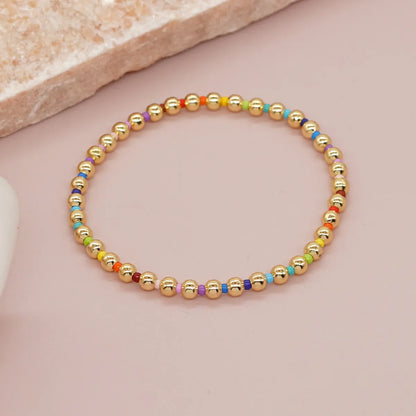 Vacation Classic Style Colorful Polyester Glass Copper Wholesale Bracelets