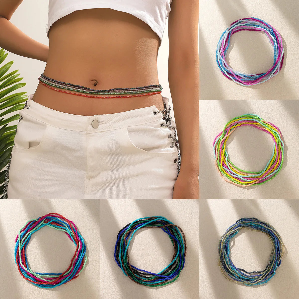 Vacation Classic Style Geometric Glass Beaded Women'S Chain Belts