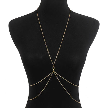 Vacation Classic Style Solid Color Rhinestones Iron Wholesale Body Chain