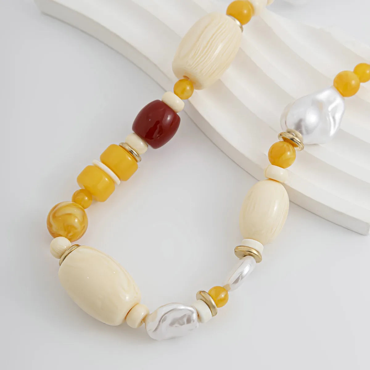 Vacation Color Block Imitation Pearl Men'S Necklace