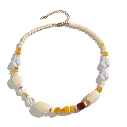 Vacation Color Block Imitation Pearl Men'S Necklace