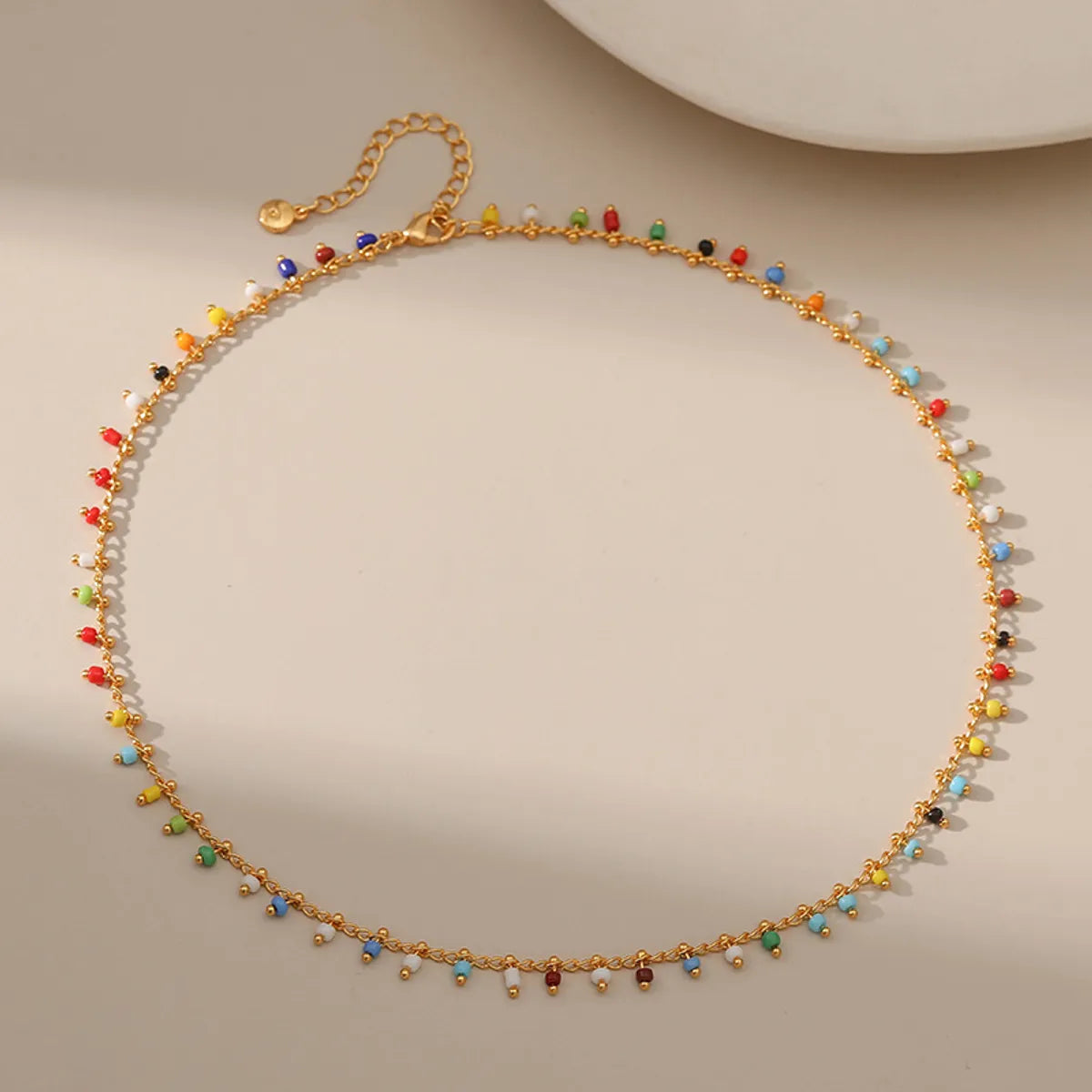 Vacation Colorful Beaded Copper Plating 18k Gold Plated Necklace