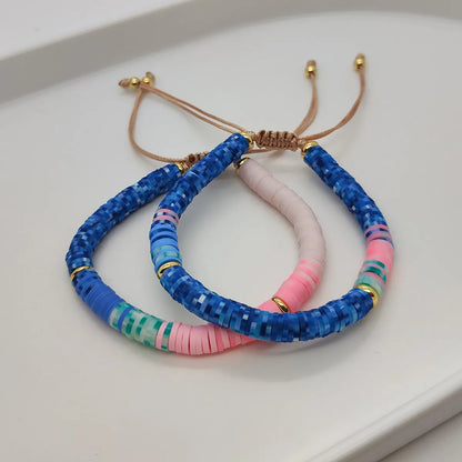 Vacation Colorful Freshwater Pearl Soft Clay Beaded Knitting Plating Bracelets