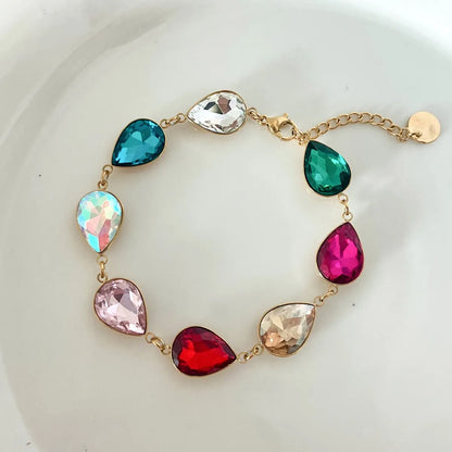 Vacation Colorful Square Heart Shape 304 Stainless Steel Zircon Bracelets In Bulk