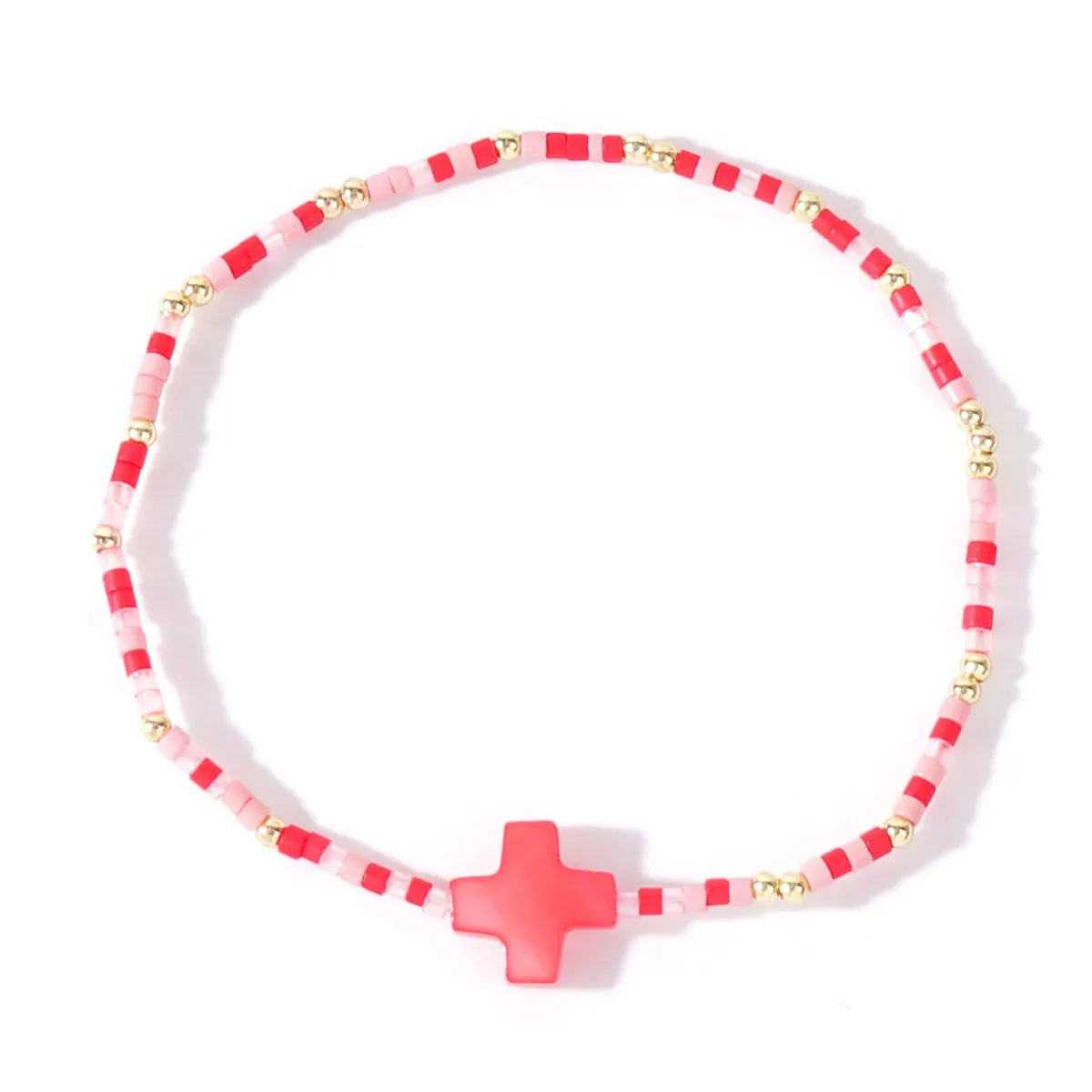 Vacation Cross Color Block Glass Copper Wholesale Bracelets