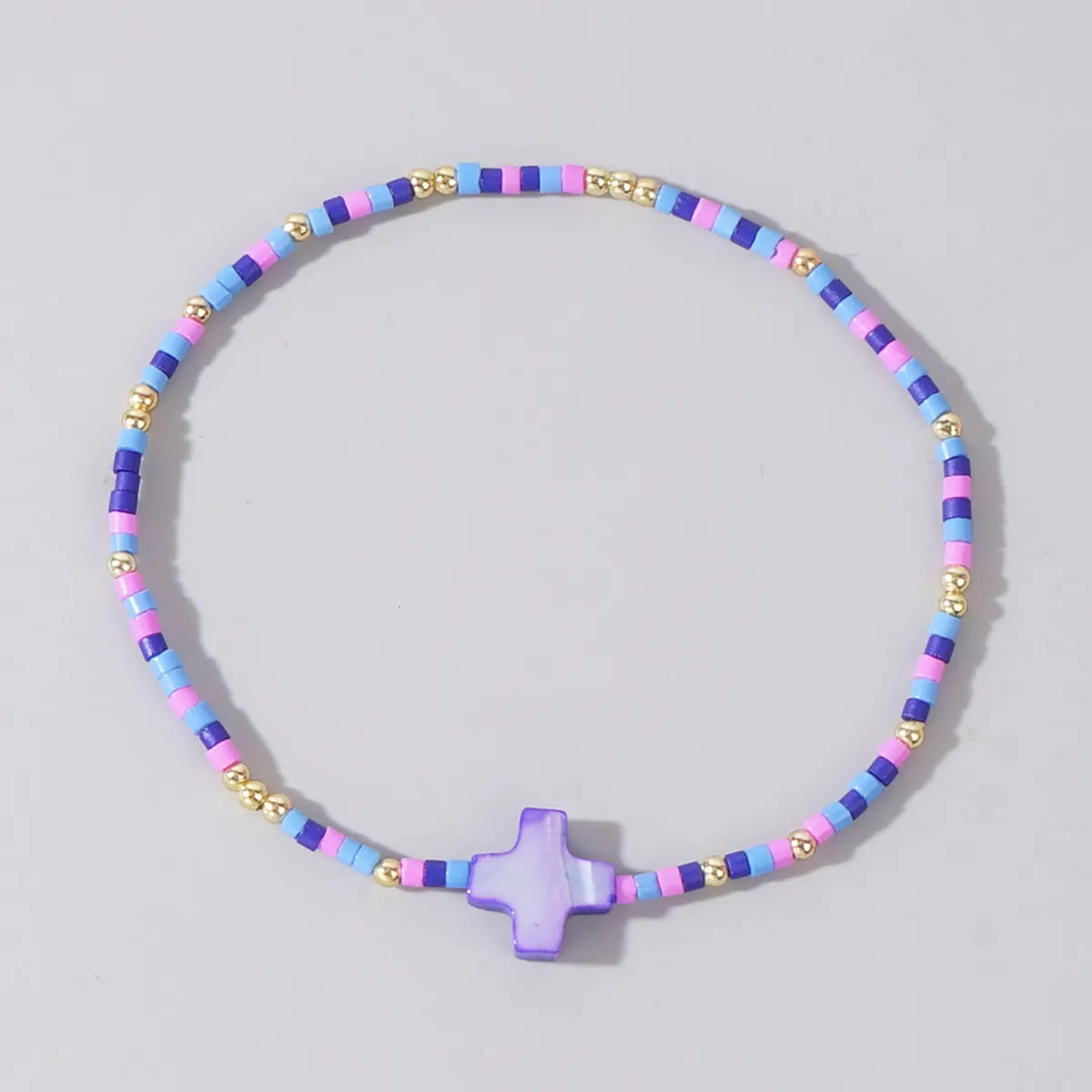 Vacation Cross Color Block Glass Copper Wholesale Bracelets