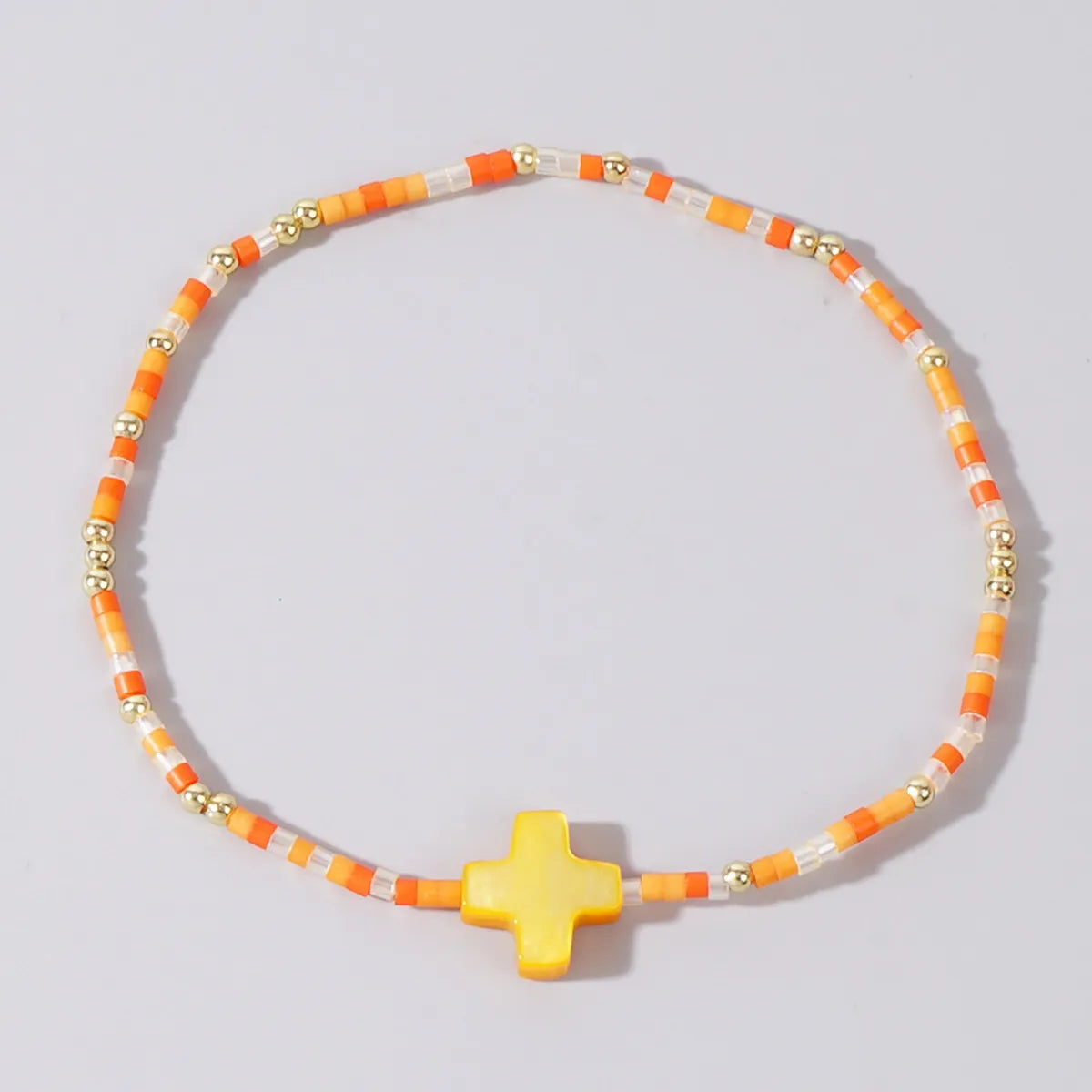 Vacation Cross Color Block Glass Copper Wholesale Bracelets