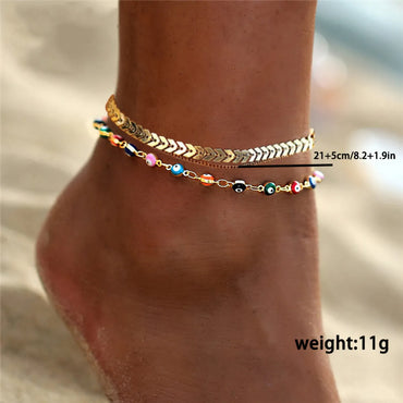 Vacation Devil's Eye Butterfly Alloy Plating Anklet