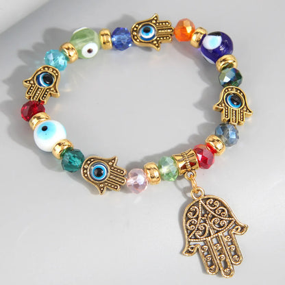 Vacation Devil's Eye Palm Alloy Glass Bead Wholesale Bracelets