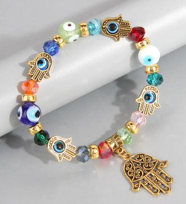 Vacation Devil's Eye Palm Alloy Glass Bead Wholesale Bracelets