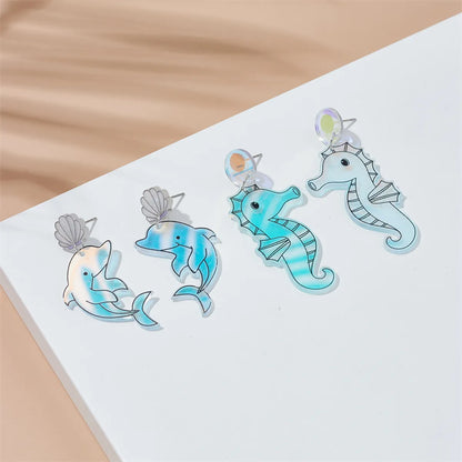 Vacation Dolphin Octopus Shark Arylic Printing Women's Drop Earrings