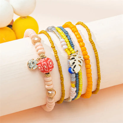 Vacation Ethnic Style Color Block Alloy Glass Beaded Women's Bracelets