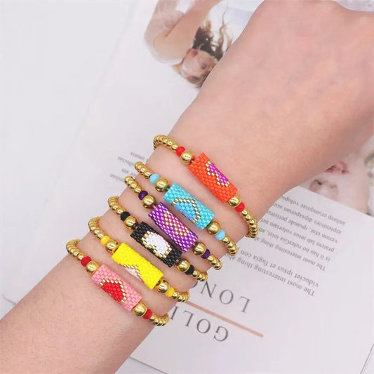 Vacation Ethnic Style Heart Shape Beaded Glass Glass Wholesale Bracelets