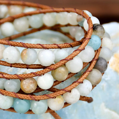 Vacation Ethnic Style Round Alloy Natural Stone Rope Beaded Braid Bracelets