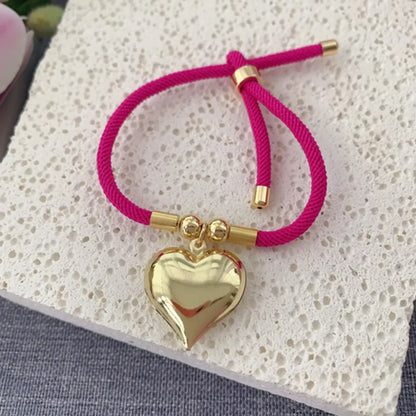 Vacation Ethnic Style Simple Style Heart Shape 18K Gold Plated Rope Copper Wholesale Bracelets