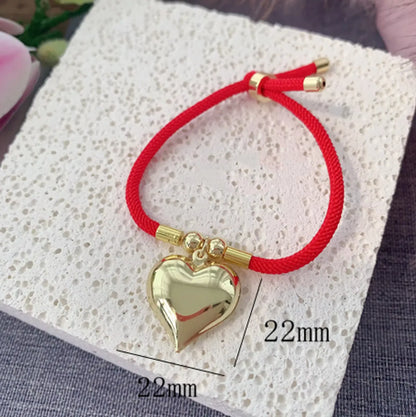 Vacation Ethnic Style Simple Style Heart Shape 18K Gold Plated Rope Copper Wholesale Bracelets