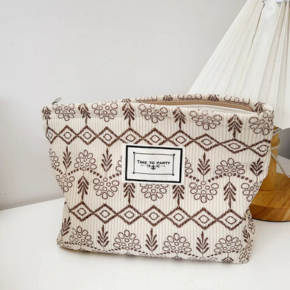 Vacation Flower Corduroy Square Makeup Bags