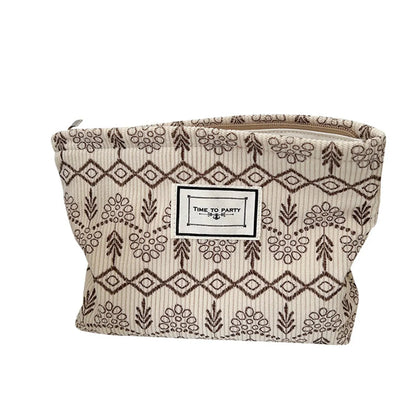 Vacation Flower Corduroy Square Makeup Bags