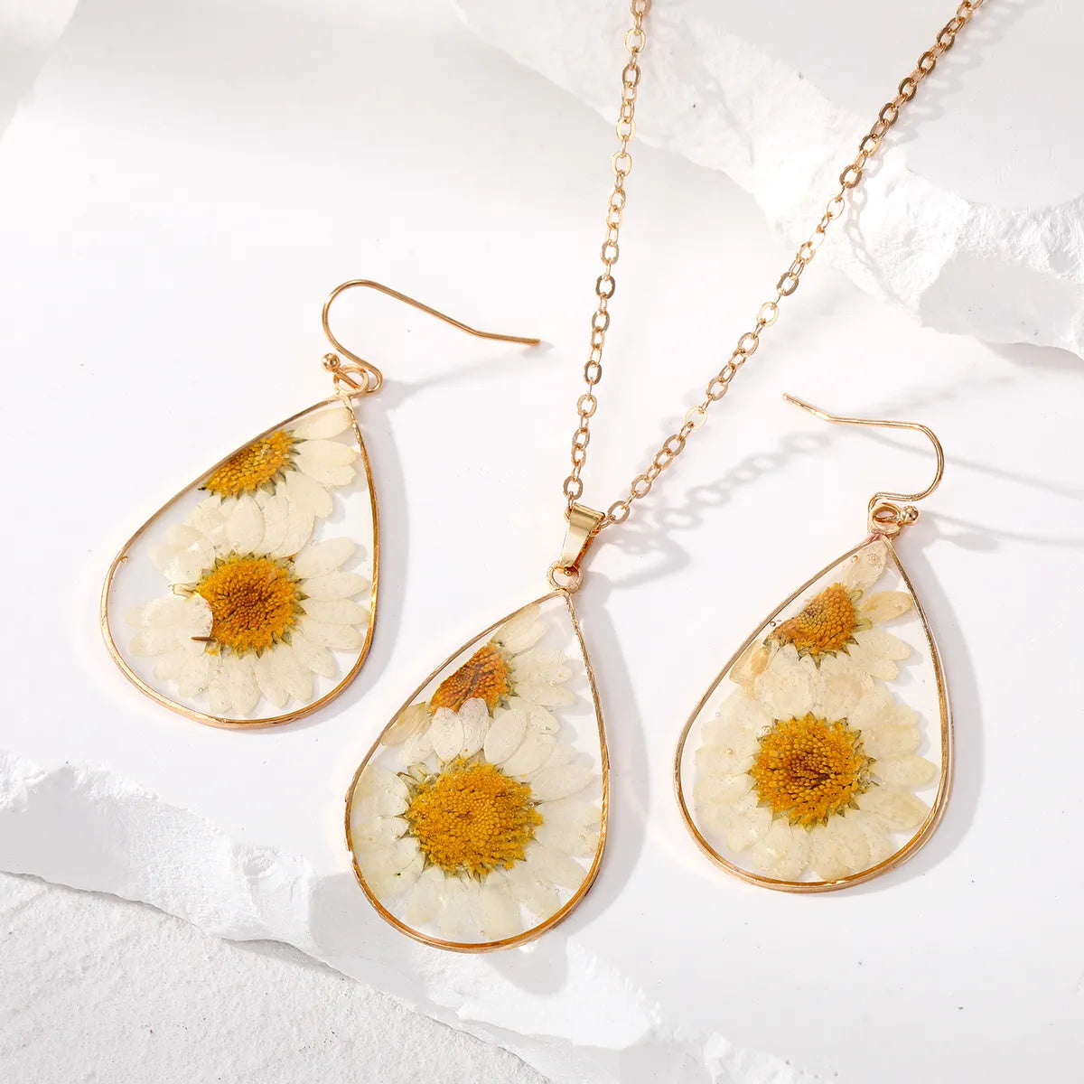 Vacation Flower Resin Epoxy Women'S Earrings Necklace