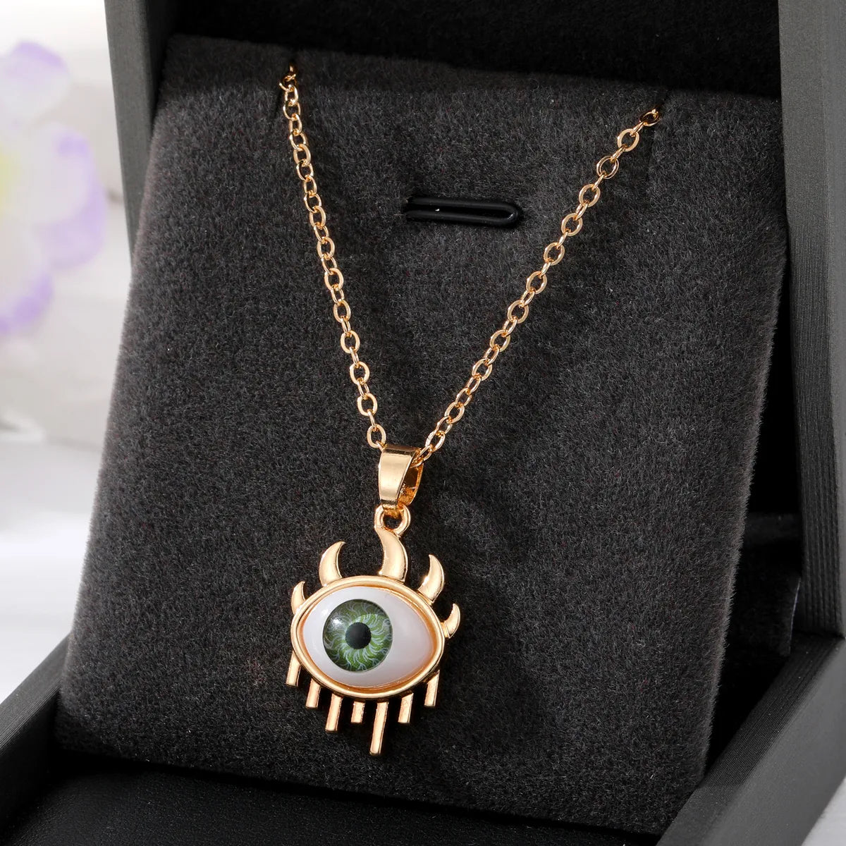 Vacation Funny Simple Style Sun Heart Shape Eye Alloy Inlay Rhinestones Women'S Pendant Necklace