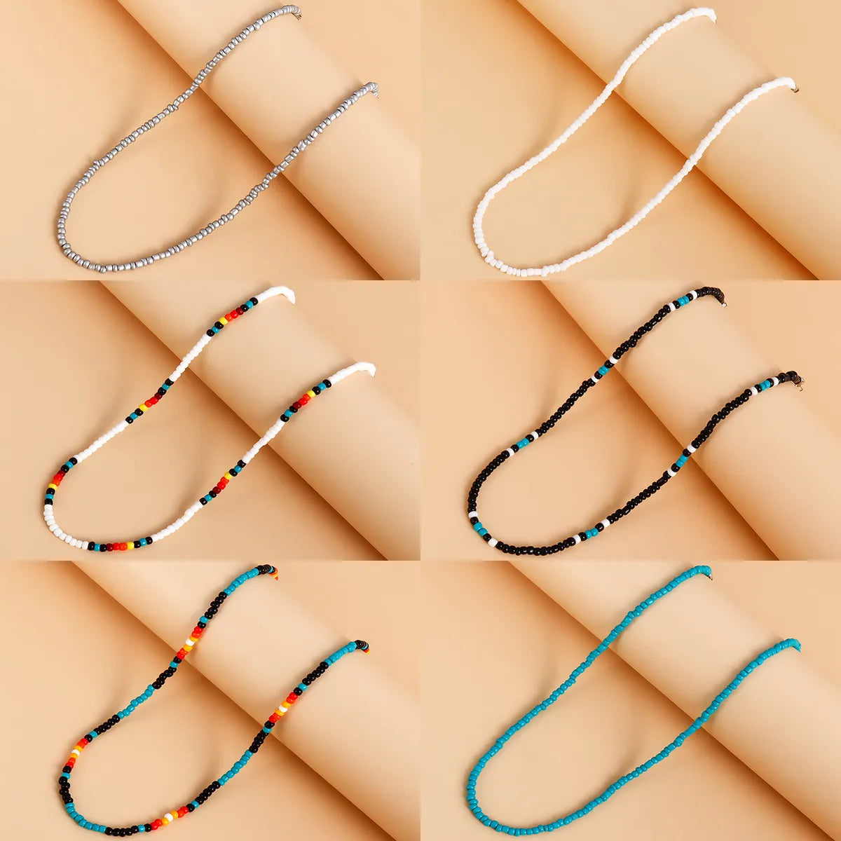 Vacation Geometric Color Block Alloy Seed Bead Wholesale Necklace