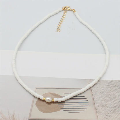 Vacation Geometric Imitation Pearl Soft Clay Women'S Necklace