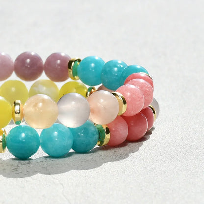 Vacation Handmade Simple Style Round Artificial Crystal Beaded Handmade Women'S Bracelets