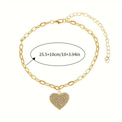 Vacation Heart Shape Alloy Plating Inlay Rhinestones Gold Plated Silver Plated Women'S Anklet