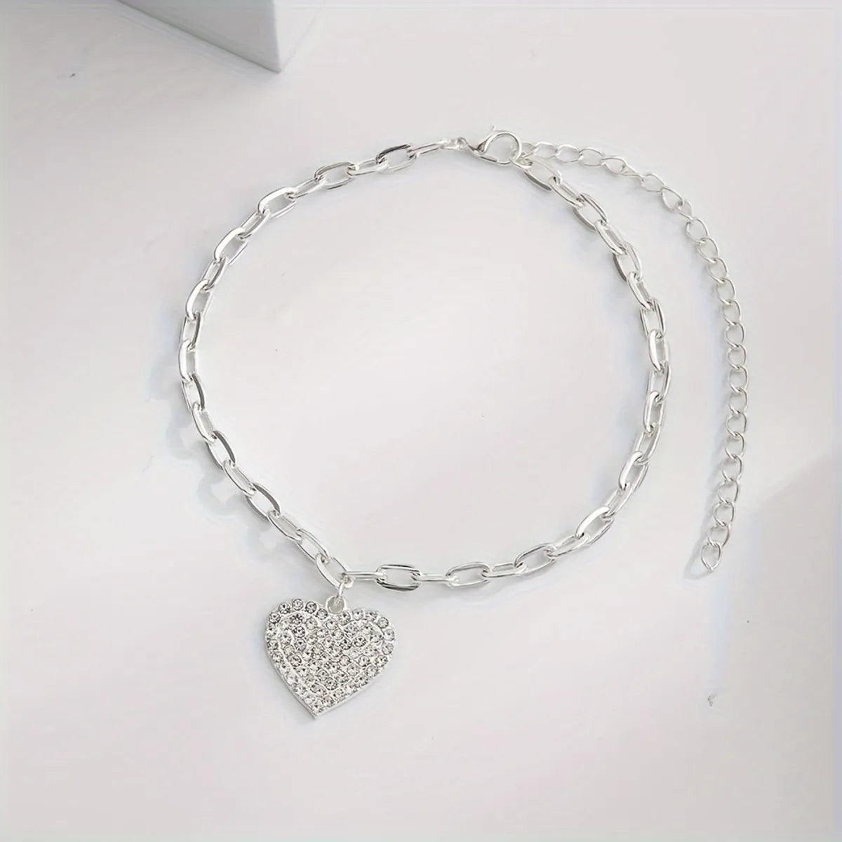 Vacation Heart Shape Alloy Plating Inlay Rhinestones Gold Plated Silver Plated Women'S Anklet