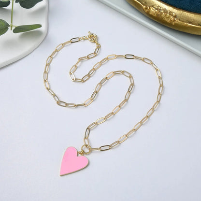 Vacation Heart Shape Flower Soft Clay Copper Women's Pendant Necklace