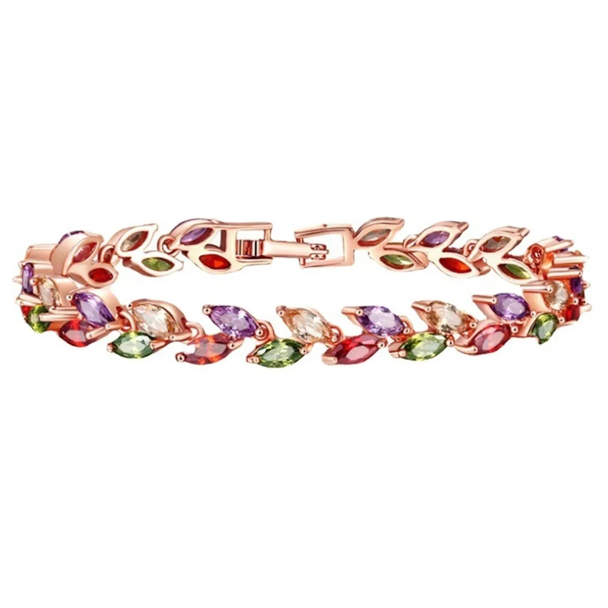 Vacation Leaf Copper Plating Inlay Zircon Bracelets