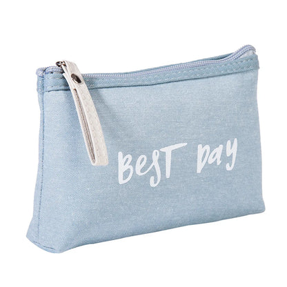 Vacation Letter Canvas Cotton Square Makeup Bags