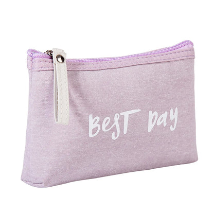 Vacation Letter Canvas Cotton Square Makeup Bags