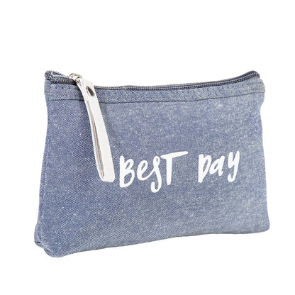 Vacation Letter Canvas Cotton Square Makeup Bags