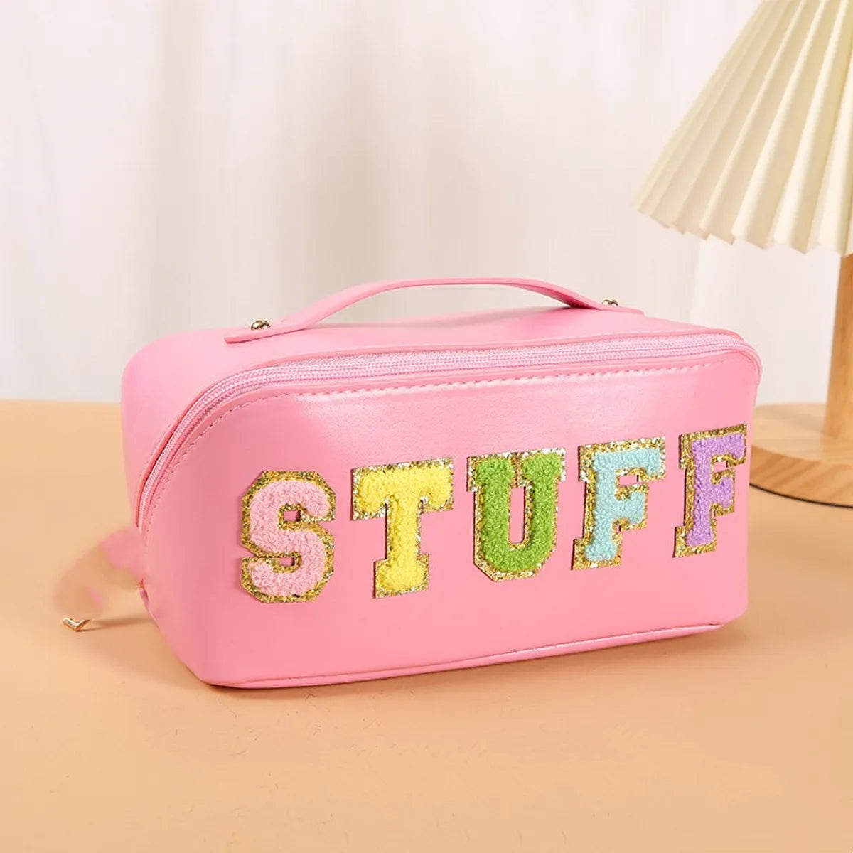 Vacation Letter Pu Leather Square Makeup Bags