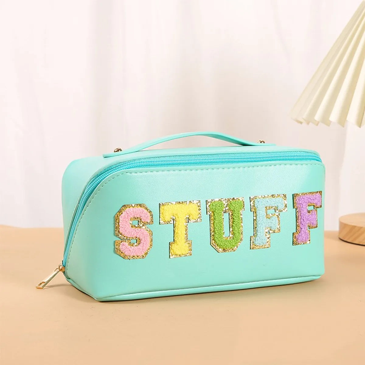 Vacation Letter Pu Leather Square Makeup Bags