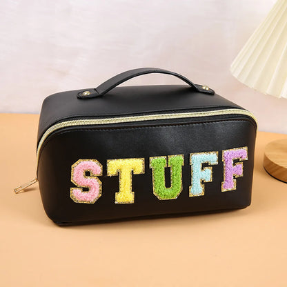 Vacation Letter Pu Leather Square Makeup Bags