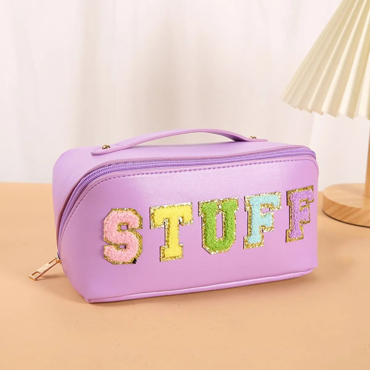 Vacation Letter Pu Leather Square Makeup Bags