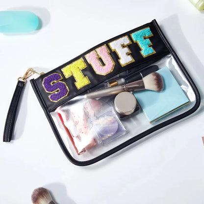 Vacation Letter Pu Leather Square Makeup Bags