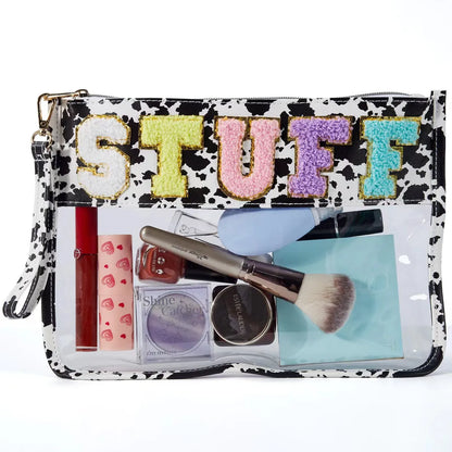 Vacation Letter Pu Leather Square Makeup Bags