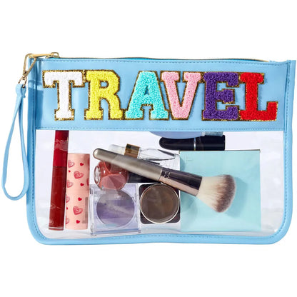 Vacation Letter Pu Leather Square Makeup Bags