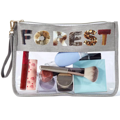 Vacation Letter Pu Leather Square Makeup Bags