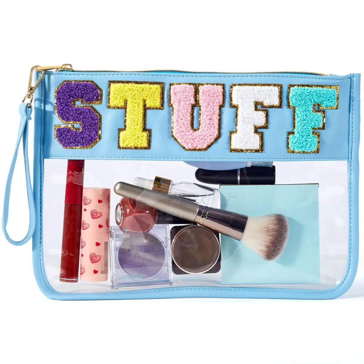 Vacation Letter Pu Leather Square Makeup Bags