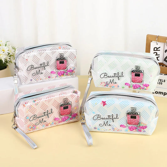 Vacation Letter Pu Leather Square Makeup Bags