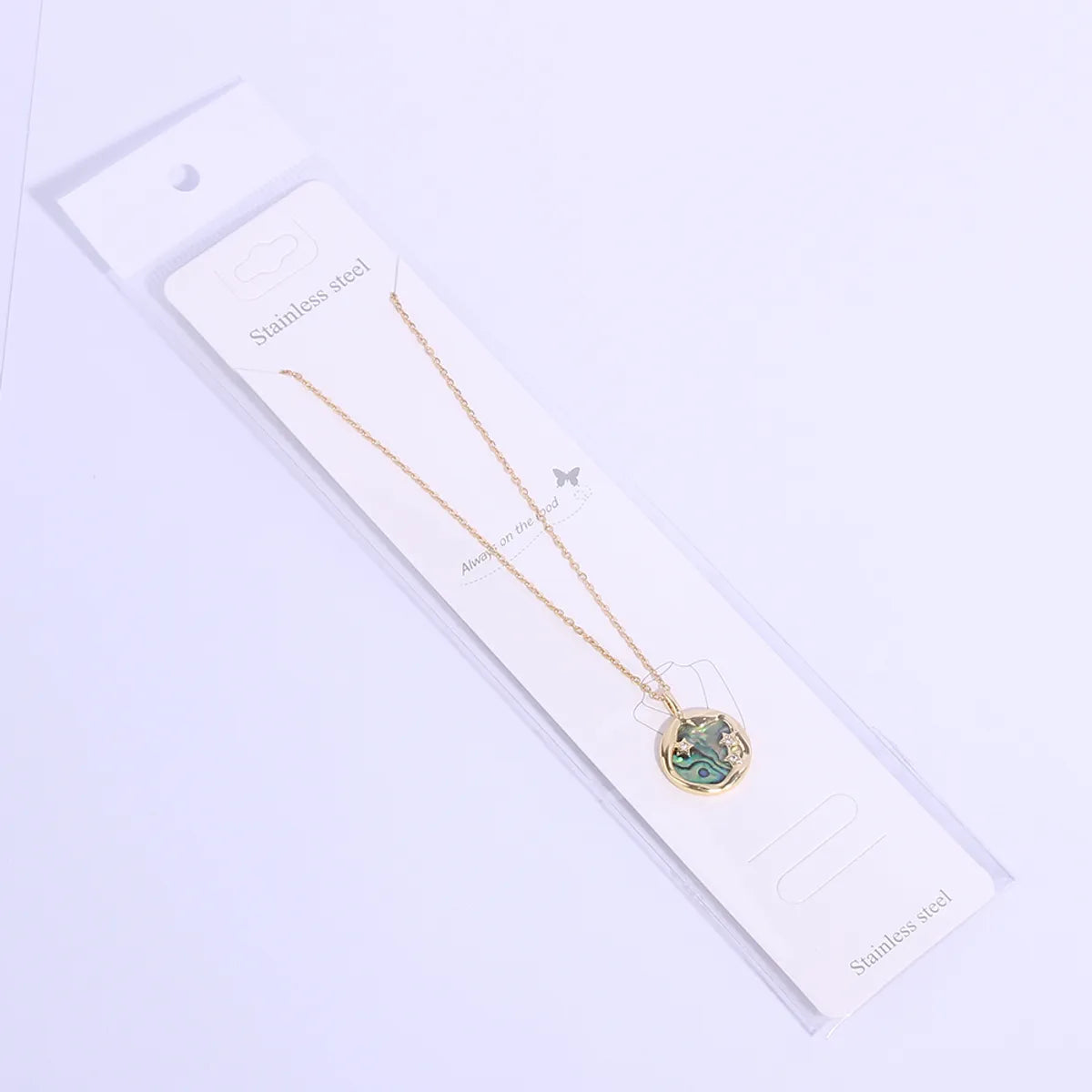 Vacation Marine Style Beach Star Waves Stainless Steel Copper Plating Inlay Shell Zircon 14k Gold Plated Pendant Necklace