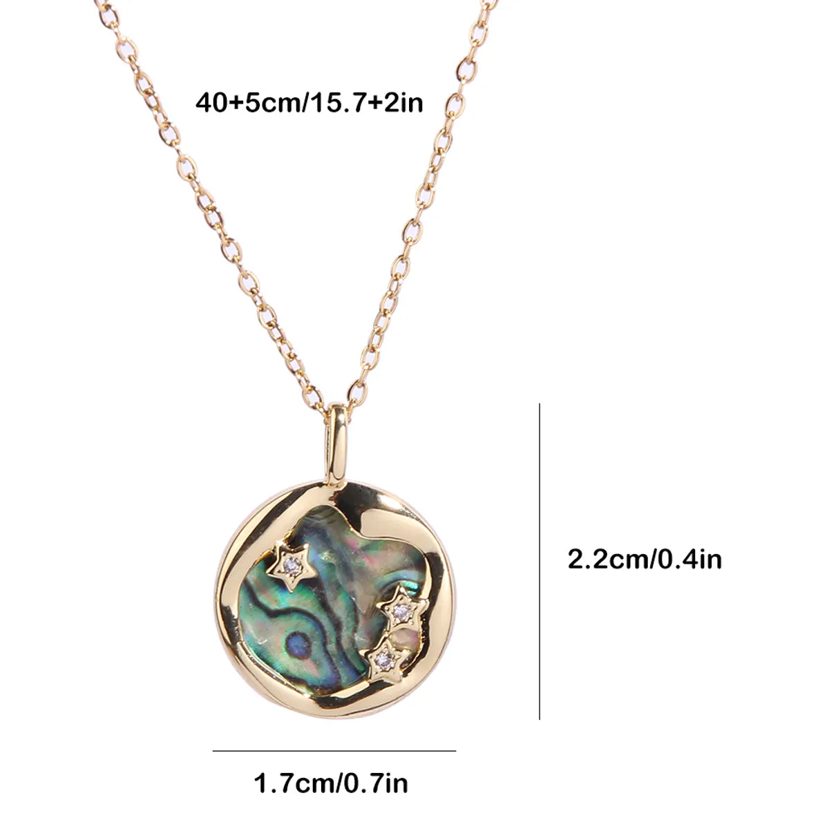 Vacation Marine Style Beach Star Waves Stainless Steel Copper Plating Inlay Shell Zircon 14k Gold Plated Pendant Necklace