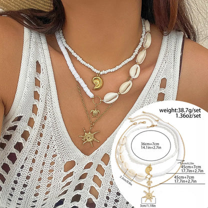 Vacation Marine Style Tortoise Starfish Alloy Seed Bead Soft Clay Plating Women'S Jewelry Set