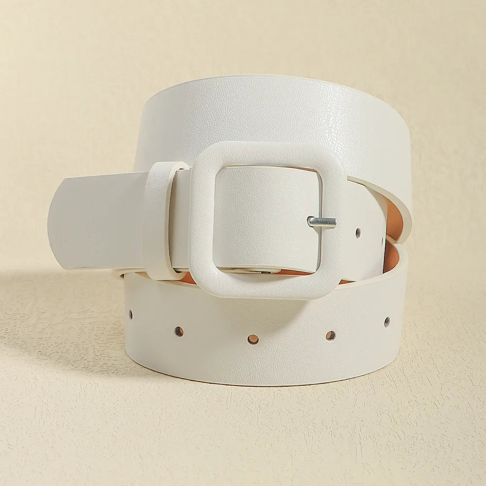 Vacation Modern Style Classic Style Solid Color Pu Leather Alloy Buckle Women'S Leather Belts