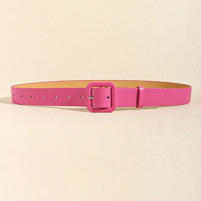 Vacation Modern Style Classic Style Solid Color Pu Leather Alloy Buckle Women'S Leather Belts