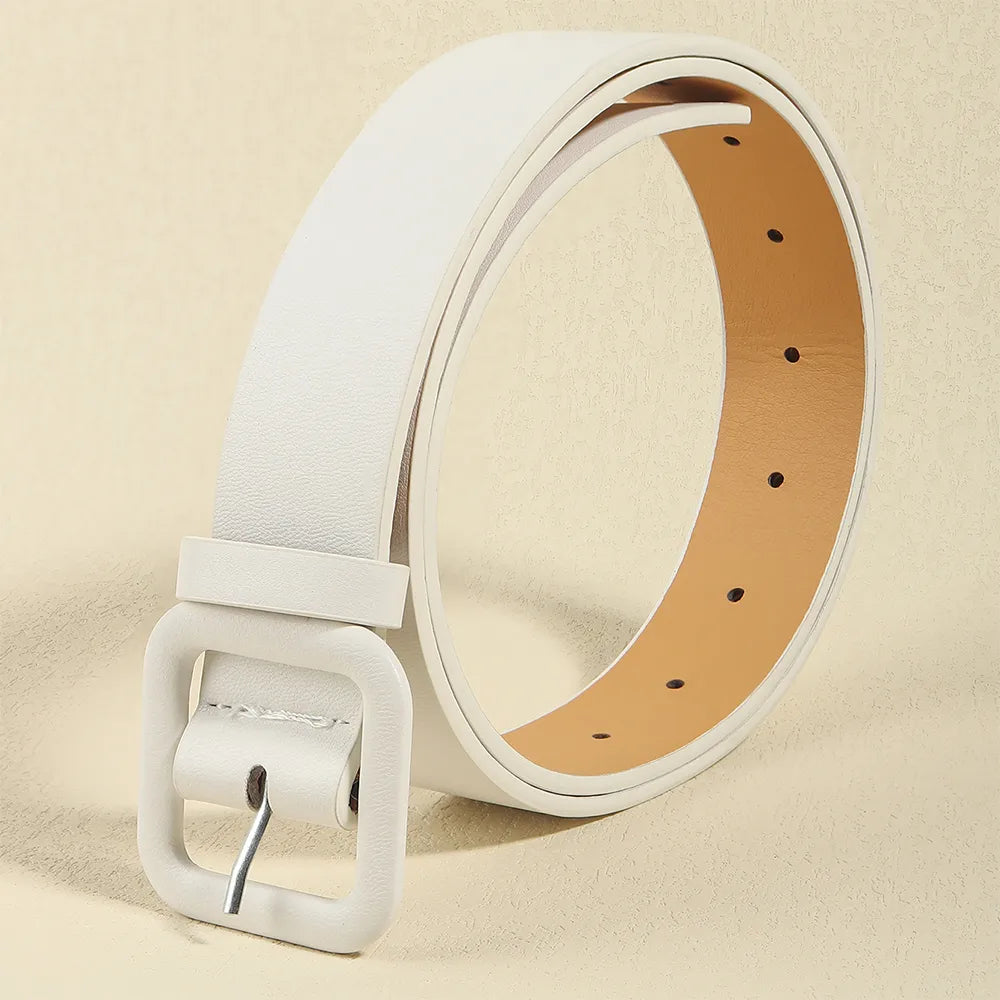 Vacation Modern Style Classic Style Solid Color Pu Leather Alloy Buckle Women'S Leather Belts